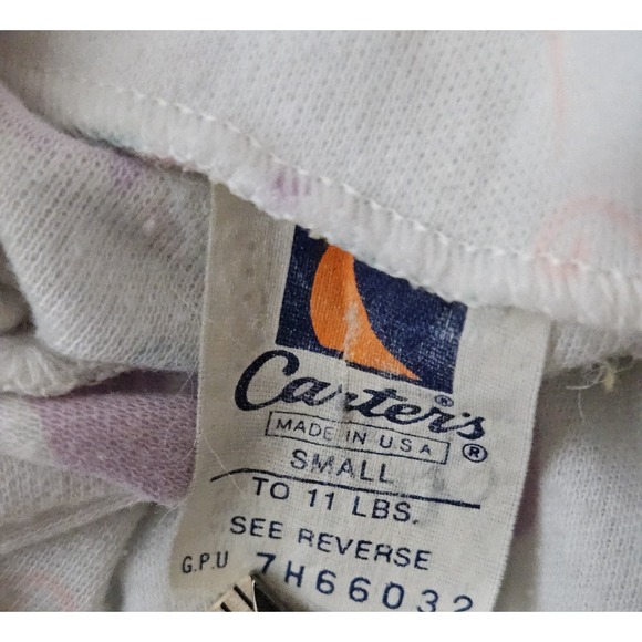 Vtg Carter's Baby Sleeper Small 11 lbs White Pastel Balloon (0-3 M) - Picture 3 of 8